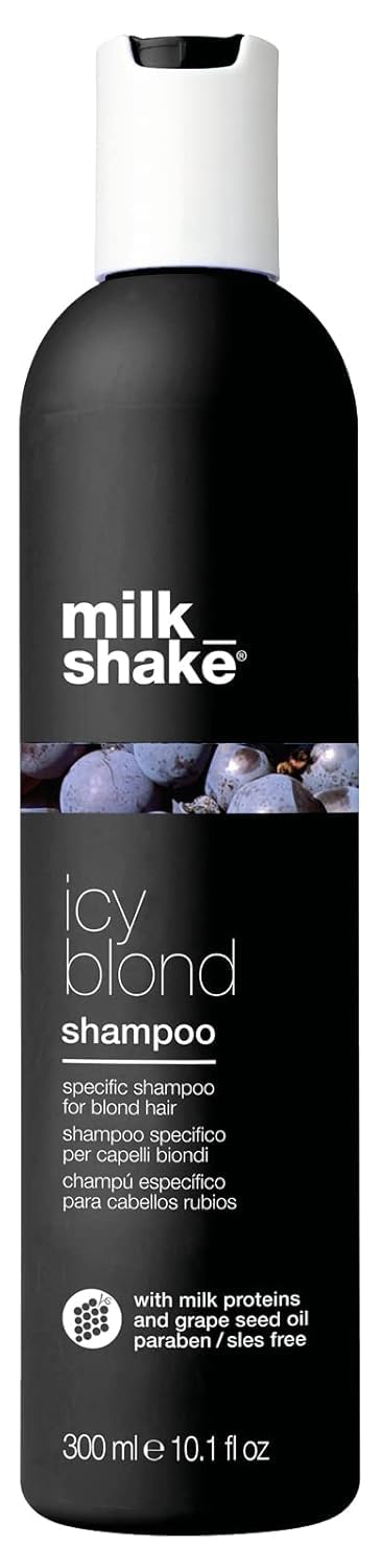 Hotmilk_shake icy blond shampoo award winning shampoo with black pigment to cool brassy tones and enhance platinum blonde hair ideal for maintaining icy, ash-toned color
