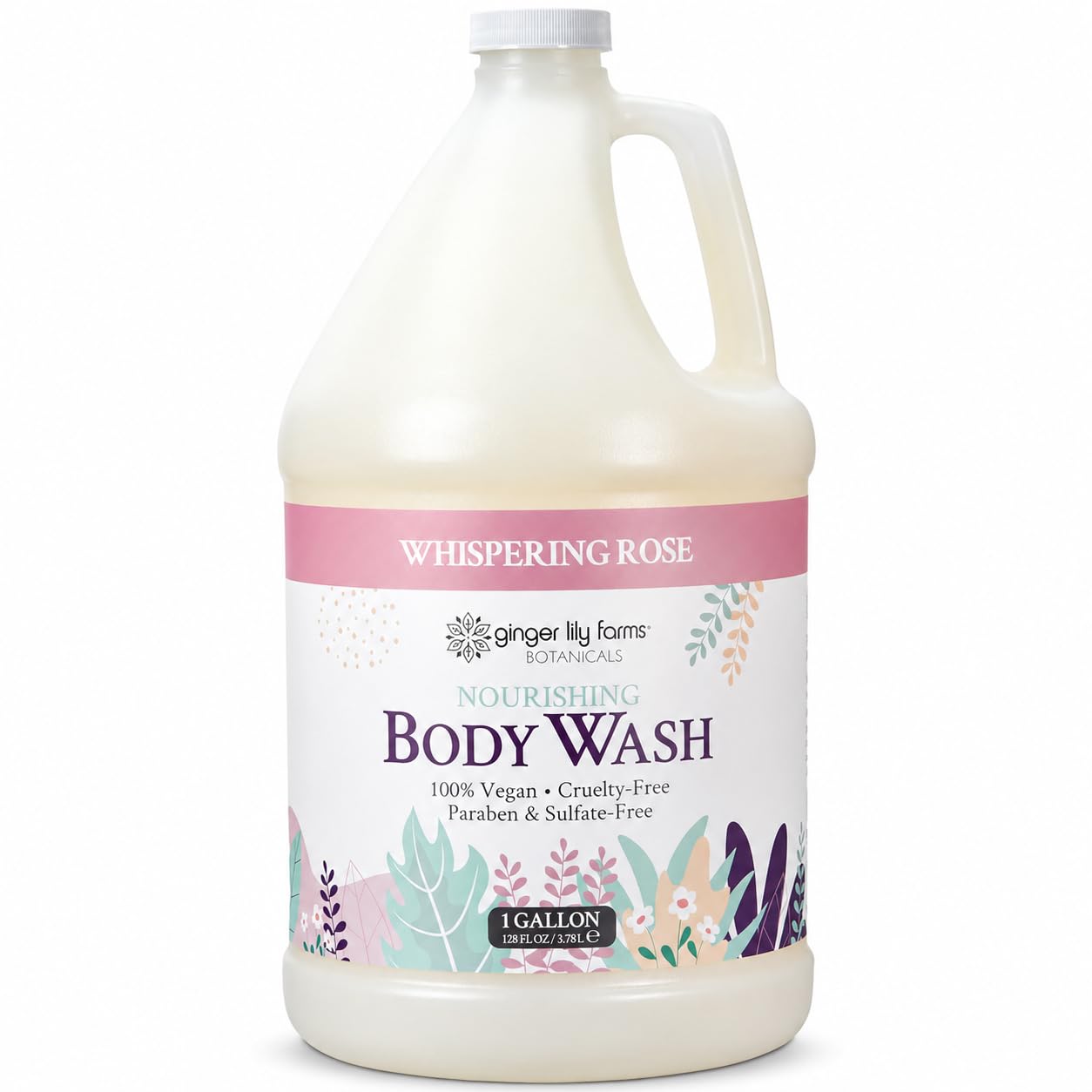 HotGinger Lily Farms Botanicals Nourishing Body Wash, Island Tranquility, 100% Vegan & Cruelty-Free, Green Tea Lemongrass Scent, 1 Gallon Refill (128 fl. oz.)