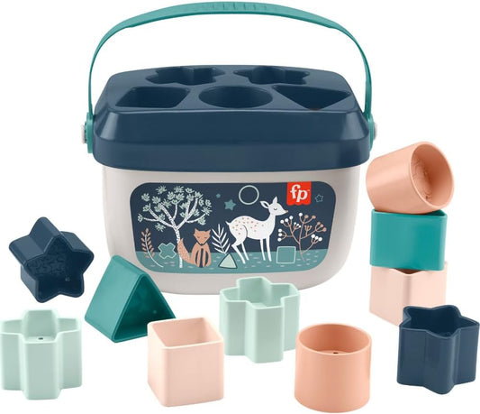 HotFisher-Price Baby’s First BlocksToy Set, Navy Fawn | Stacking Toy, 10 Shapes & Storage Bucket, Sorting Play, Infants Ages 6+ Months (Amazon Exclusive)