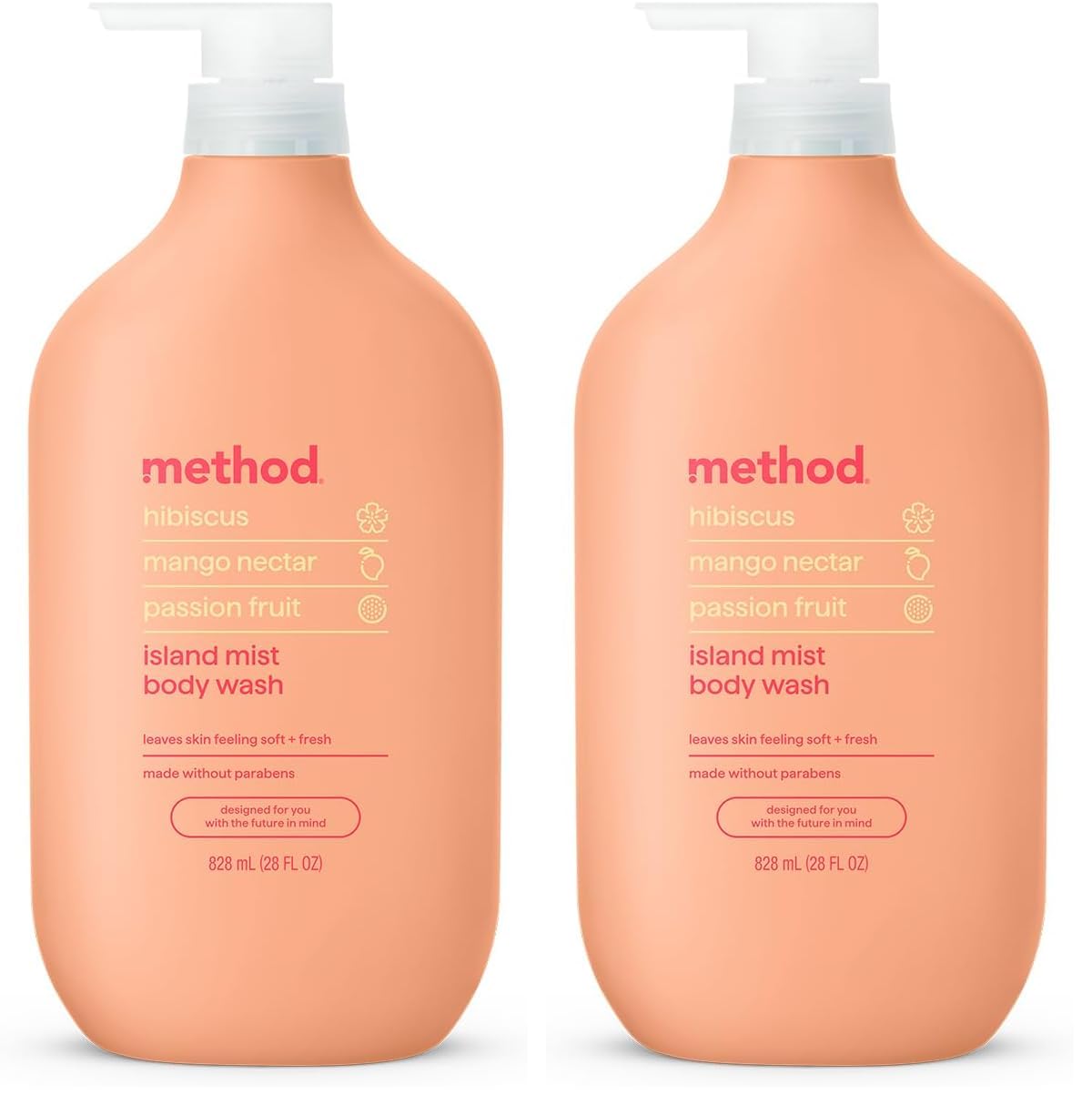 HotMethod Body Wash, Island Mist-Leaves Skin Feeling Soft & Moisturized, Made Without Parabens, Notes of Hibiscus, Mango Nectar & Passion Fruit, 28 fl oz