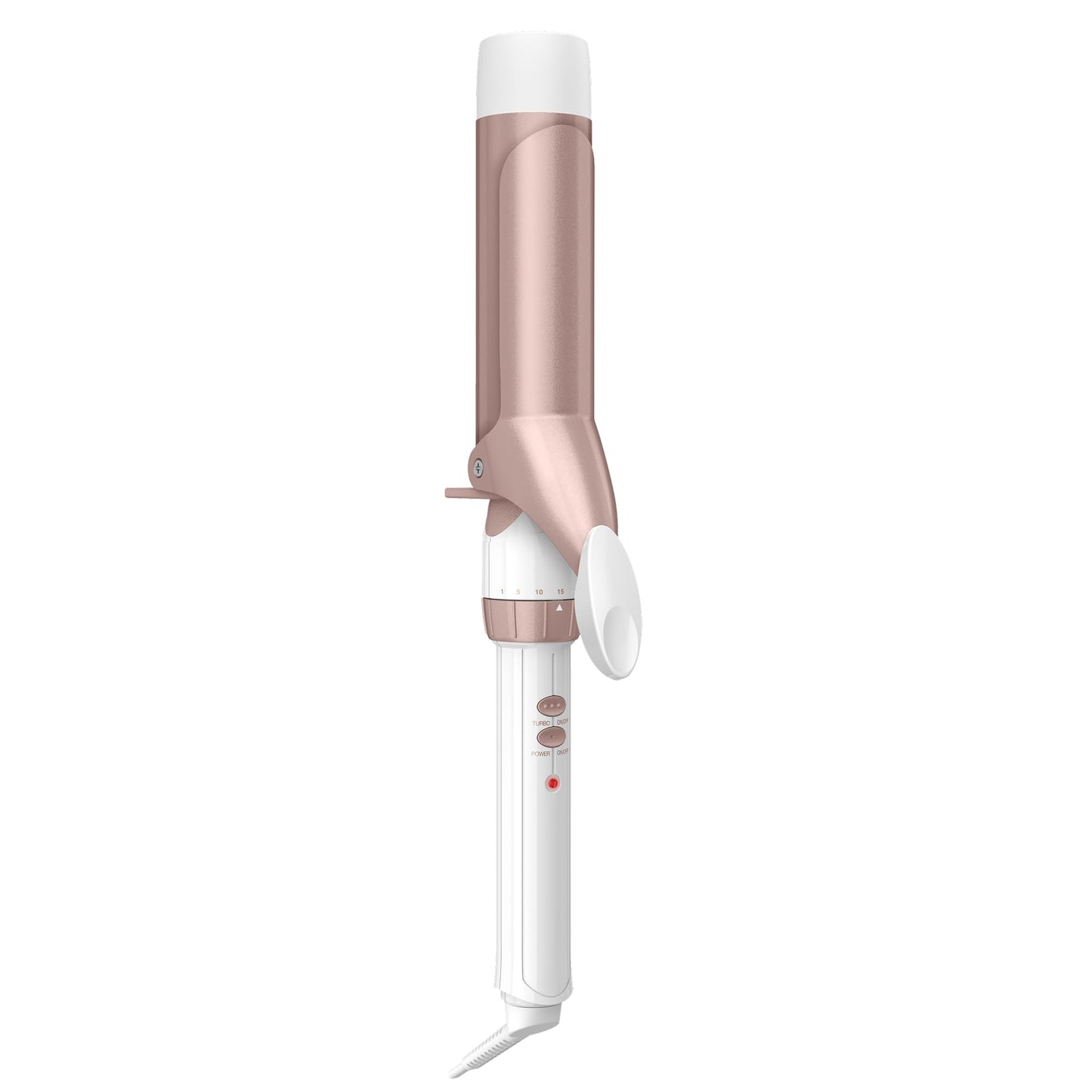 HotConair Curling Iron, Double Ceramic, 1" Barrel, White/Rose Gold | Hair curler and hair waver for medium to long hair with 30 heat settings, built-in heat protection, a cool tip, and auto off