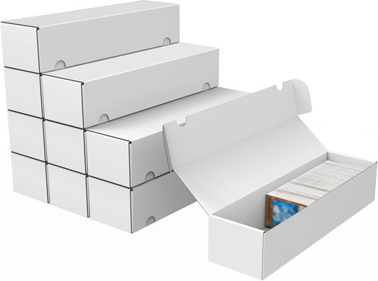 HotTrading Card Storage Box, 10-Pack 1100 Count White Corrugated Cardboard Bulk Sports Storage Box for TCG/Magic/Mtg Basketball Cards, Collectible Trading Cards