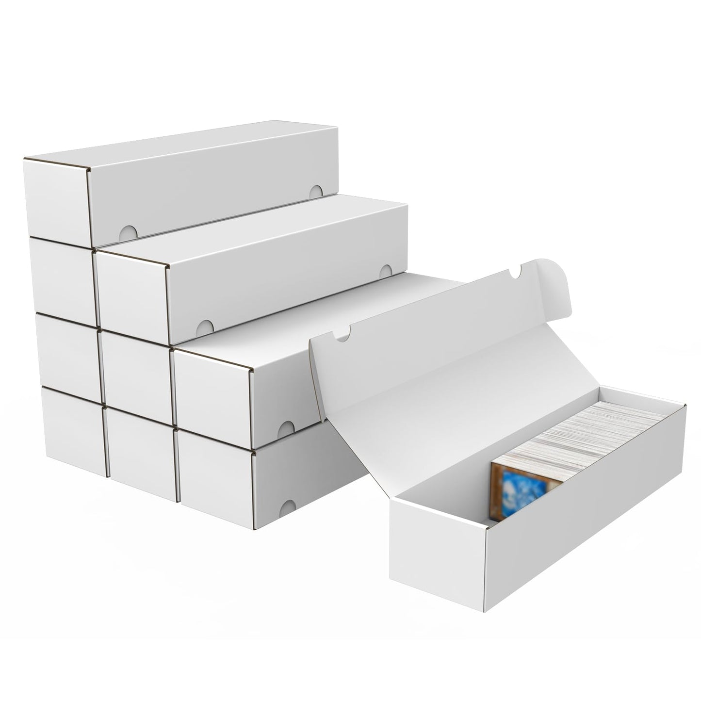 HotTrading Card Storage Box, 10-Pack 1100 Count White Corrugated Cardboard Bulk Sports Storage Box for TCG/Magic/Mtg Basketball Cards, Collectible Trading Cards
