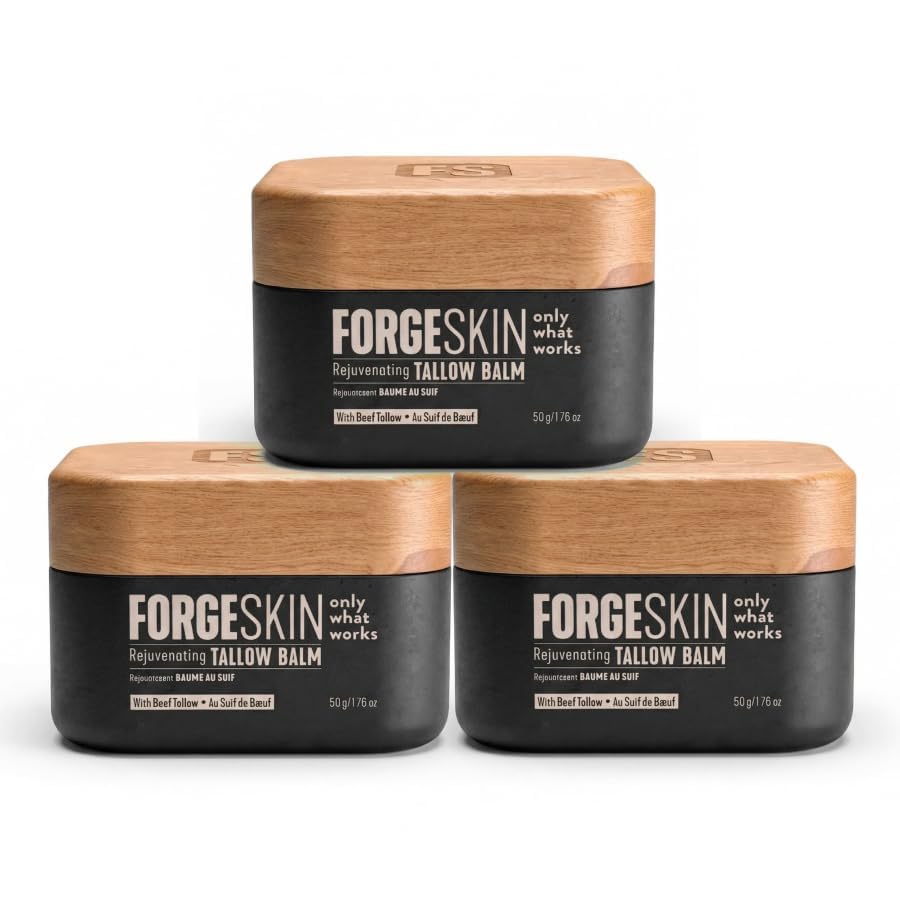 HotForge Skin Beef Tallow Balm Moisturizer for Men Skin Care - Face + Body Wrinkle Defense, Hydration Cream - Natural Skincare Lotion (1.7 OZ)