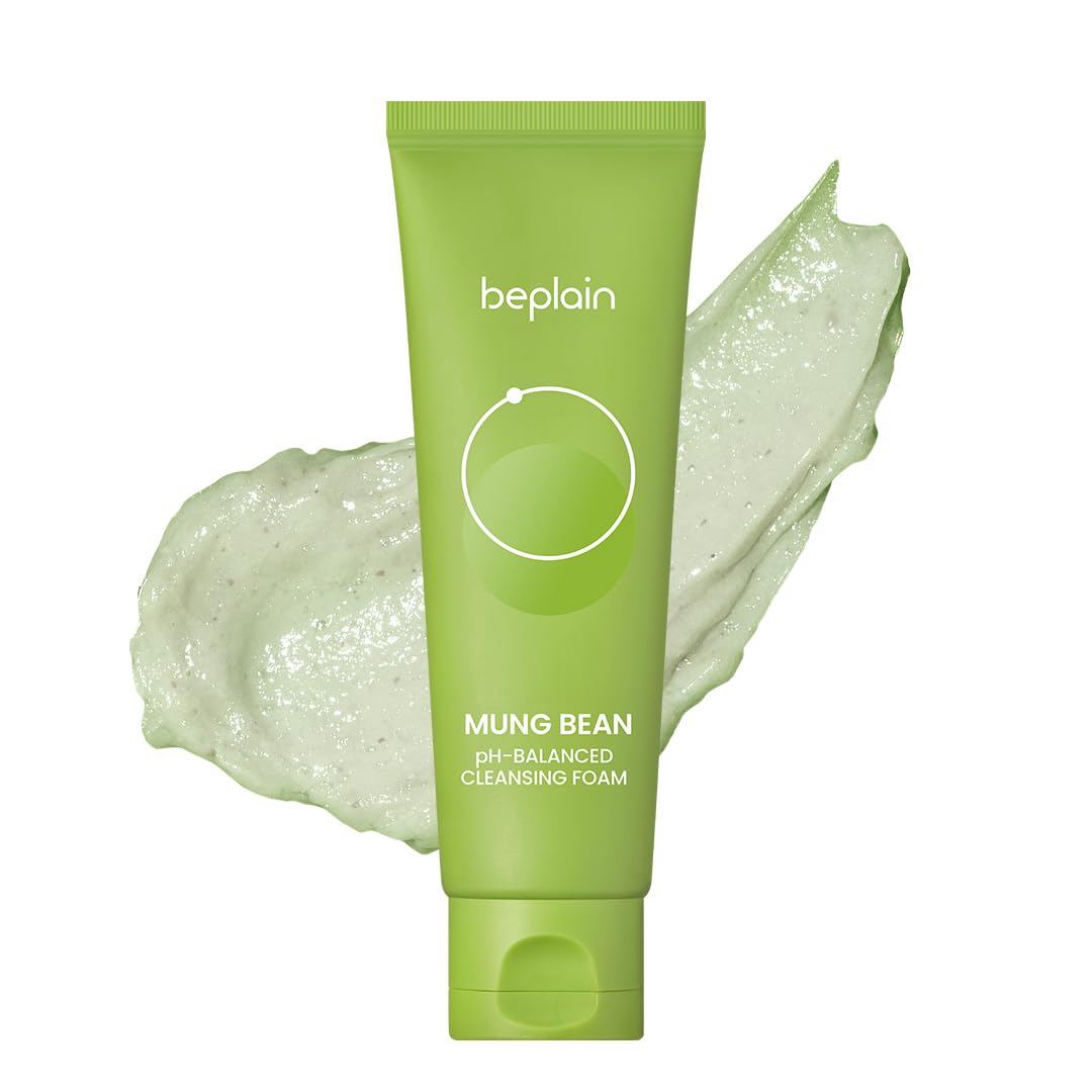 Hotbeplain Mung Bean pH-Balanced Cleansing Foam | Daily Hydrating Vegan Cleanser for Sensitive Skin | Non-Stripping Deep Pore Cleanser | Korean Skincare | 5.4 fl.oz