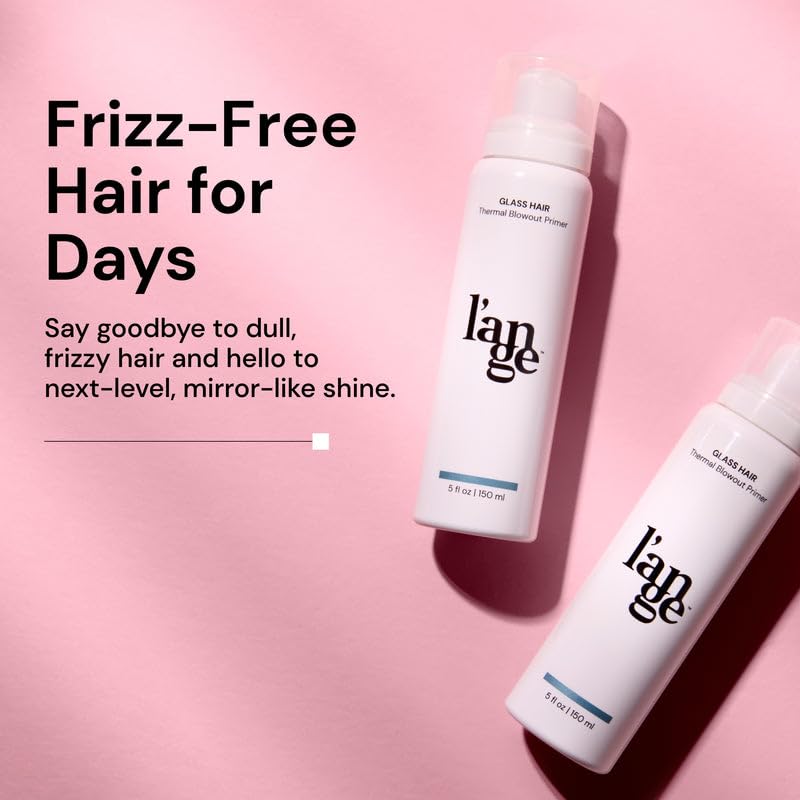 HotL'ANGE HAIR Glass Hair Heat Protectant Spray | Anti-Frizz Blow Dry Mist | Long Lasting Hold & Shine | Humidity Protection | Thermal Heat Protection Spray | Lightweight Blow Out Primer, 5 fl oz, 2-Pack