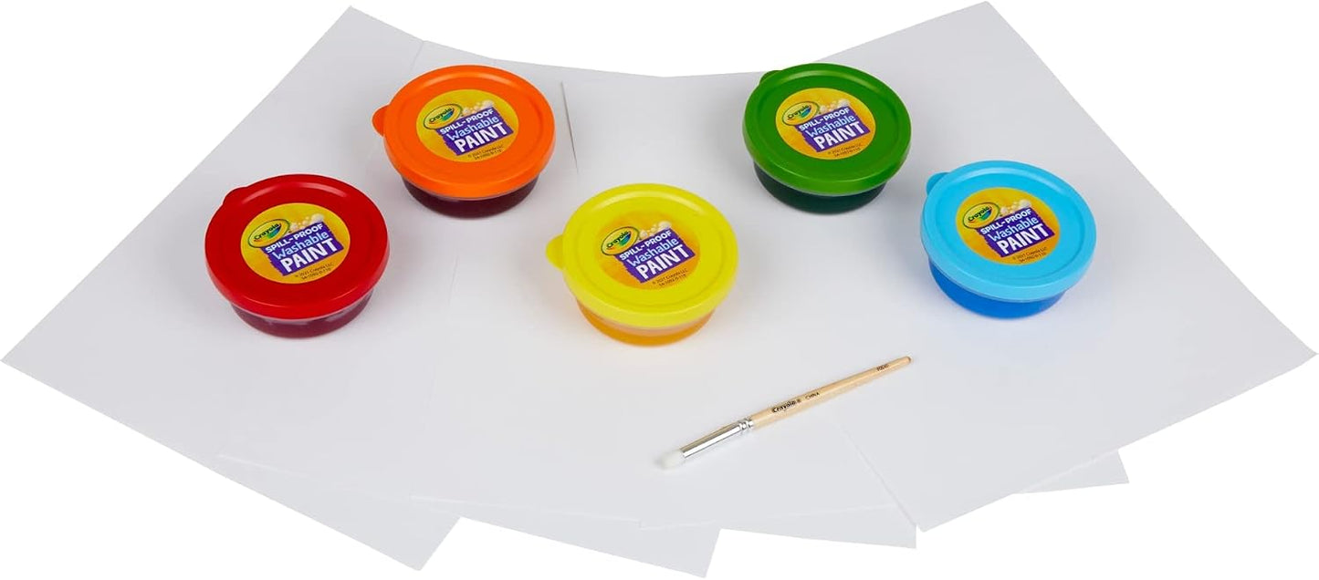 Hot Crayola Spill Proof Paint Set Washable Paint for Kids, Teacher School Supplies & Essentials, Includes Brush & Paper, Arts & Crafts, Toddler Gift, Ages 3+