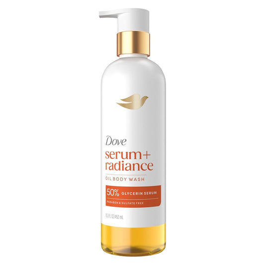 HotDove Serum+ Shower Oil Body Wash Radiance, Jojoba & Monoi Flower, 15.3 fl oz I Hydrating shower oil body wash with glycerin serum for soft, radiant skin without greasy residue.