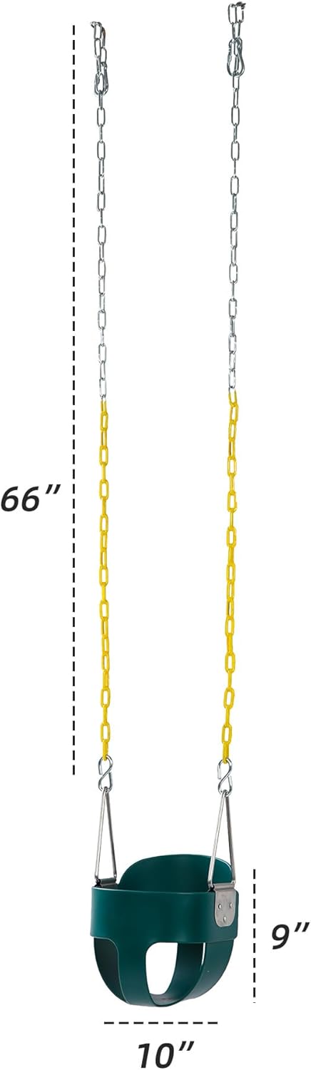 Hot High Back Full Bucket Toddler Swing Seat with Yellow Coated Chains Fully Assembled Baby Swing Set Accessories