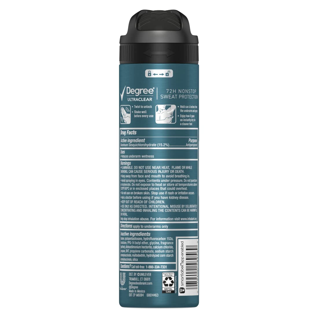 HotDegree Men Antiperspirant Deodorant Dry Spray Black + White Protects from Deodorant Stains Antiperspirant for Men with MotionSense Technology, 3.8 Ounce (Pack of 3)