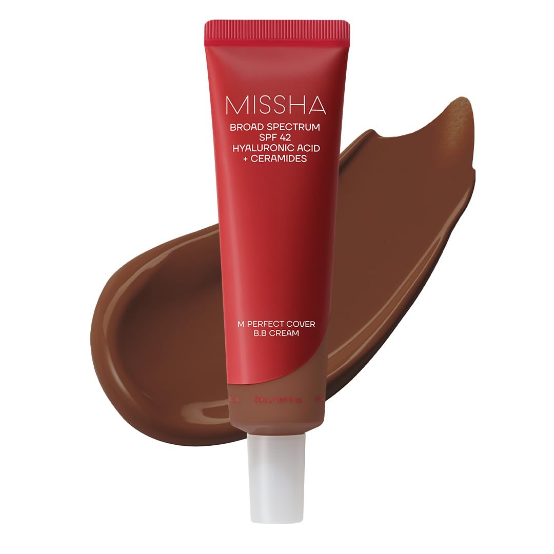 HotMISSHA M Perfect Cover BB Cream No.27 Honey Beige - Medium with Neutral/Warm Undertone SPF 42 PA +++ 1.69 Fl Oz - Tinted Moisturizer for face with SPF