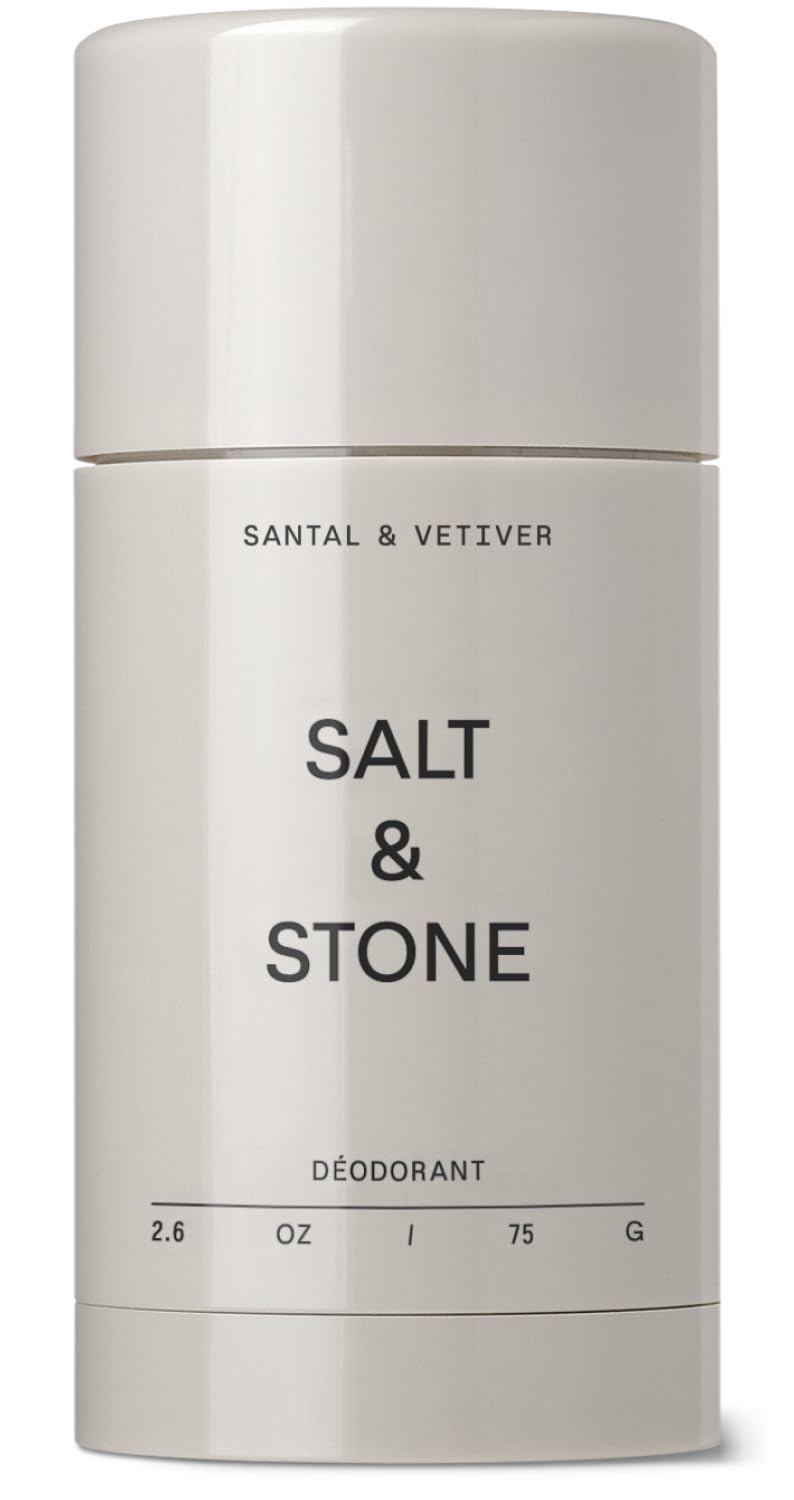 HotSalt & Stone Aluminum-Free Deodorant, Women & Men Santal & Vetiver 2.6 oz | Extra Strength 48 Hour Protection, Gender Neutral Scent, Made with Niacinamide, Spirulina, Magnesium & Antioxidants