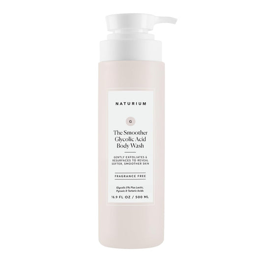 HotNaturium The Smoother Glycolic Acid Exfoliating Body Wash, Soft & Smoothing Cleanser, 16.9 oz