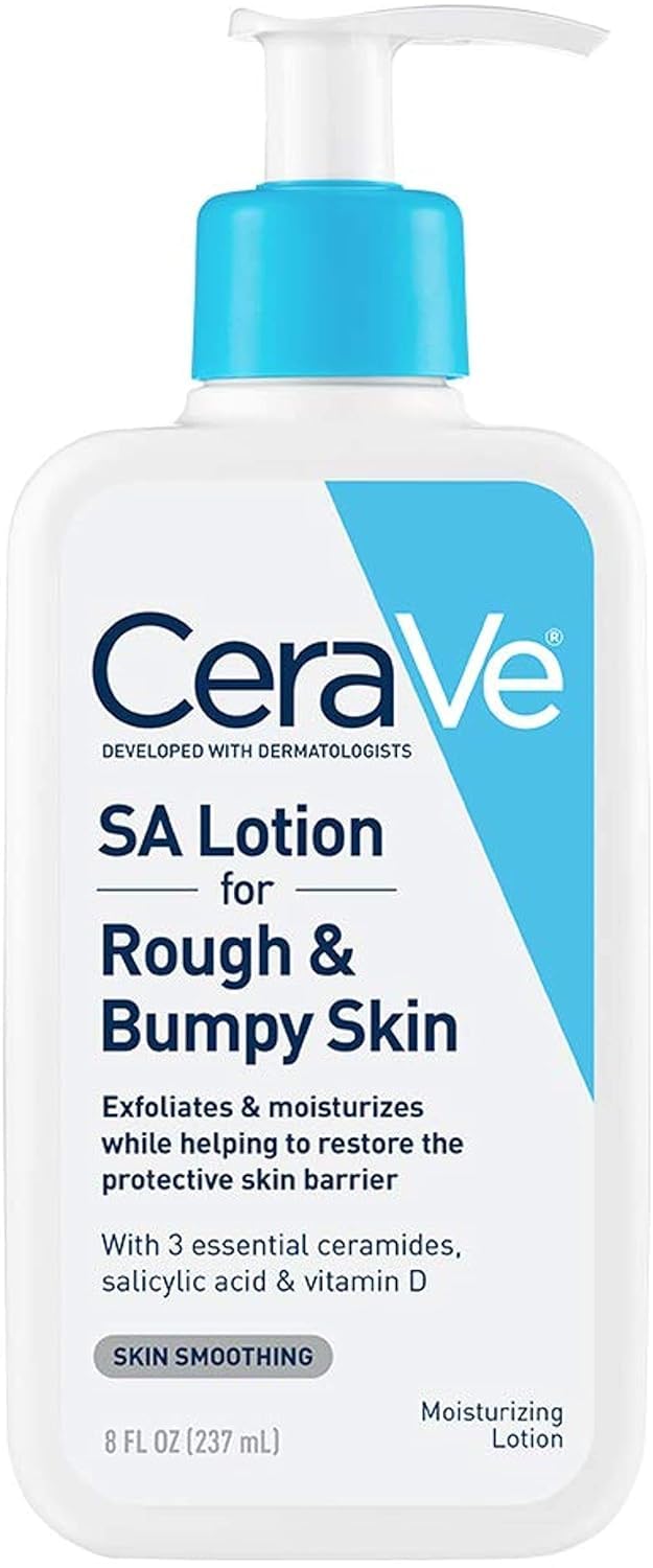 HotCeraVe SA Lotion for Rough & Bumpy Skin, Vitamin D, Hyaluronic Acid, Lactic Acid & Salicylic Acid Lotion, Fragrance Free & Allergy Tested, 8 Ounce