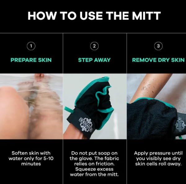 HotDermasuri - Deep Exfoliating Glove - Korean Exfoliating Mitt & Body Scrubber - Keratosis Pilaris Treatment Scrub - Self Tanner Mitt & Ingrown Hair Exfoliator - Shower Gloves for Women & Men - (1 Pack)