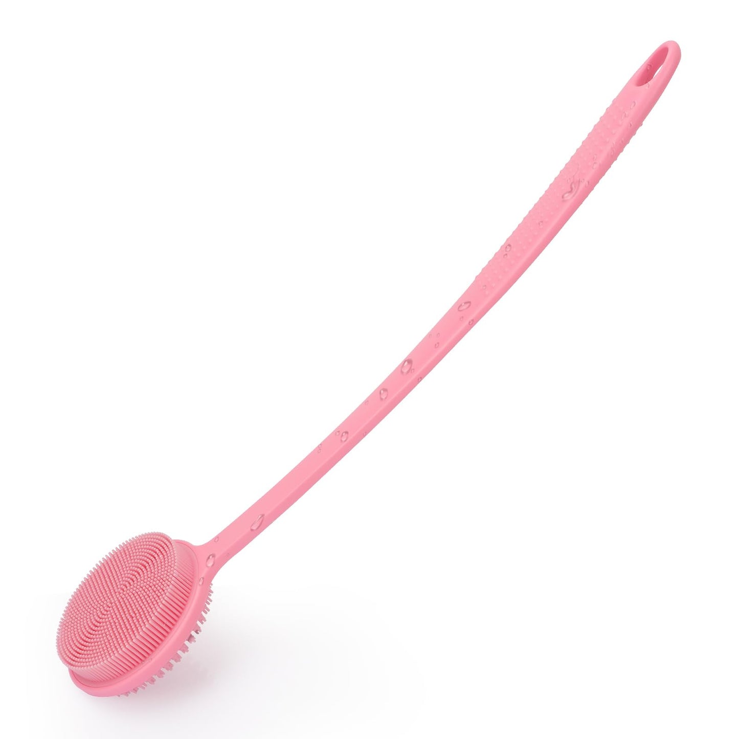 HotSilicone Back Scrubber for Shower, 17in Lengthen Long Handle Body Brush, Double Sided Shower Brush for Shower Exfoliating and Massage Can Produce Rich Foam, Long Handle Back Scrubber for Men