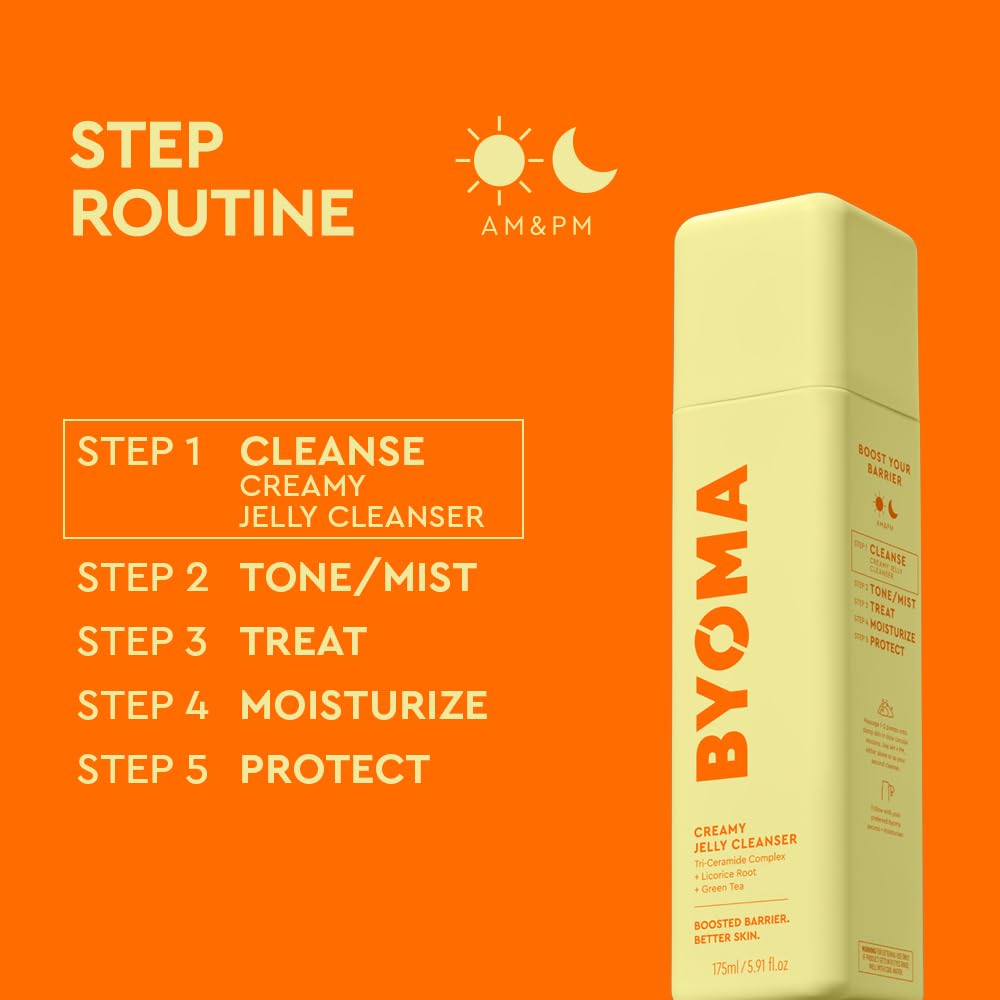 HotBYOMA Creamy Jelly Cleanser - Hydrating Face Wash for Skin Barrier Repair with Tri-Ceramide Formula - Gently Removes Makeup & Excess Oil - 5.91 Fl. Oz | Hydrating Face Wash with Ceramides, Soothing Formula, No Oily Residue, Fragrance Free, for All Skin