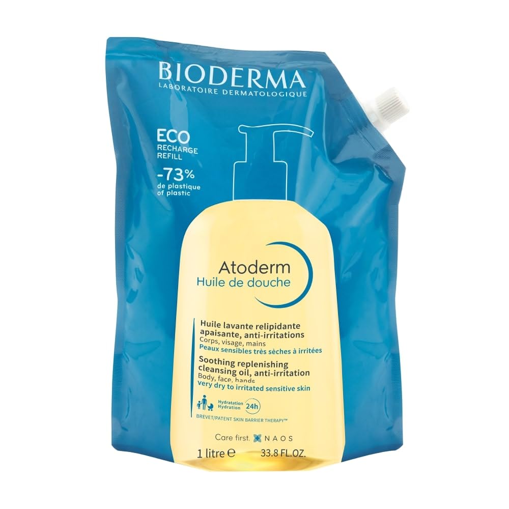 HotBioderma Atoderm Shower Oil, Cleansing Oil For Face & Body, Nourishing Cleansing Oil For Dry to Atopic Sensitive Skin For Softer & Smooth Skin For Your Whole Family