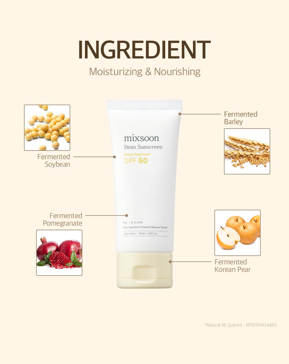 Hotmixsoon Bean Sunscreen-Lightweight Airy Texture SPF 50 No Pilling Korean Sunscreen for Face, No White Cast, Non-Sticky Stocking Stuffers 50ml / 1.69 fl.oz. Korean Glass Skin Care (Bean, 1.69)