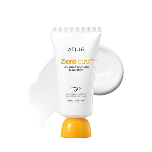 HotAnua, Zero-Cast Moisturizing Sunscreen SPF 50, Glow Natural Sunscreen for face, No White Cast, Hyaluronic Acid, Niacinamide, Oil-Free, Korean Skincare, 1.69 fl oz
