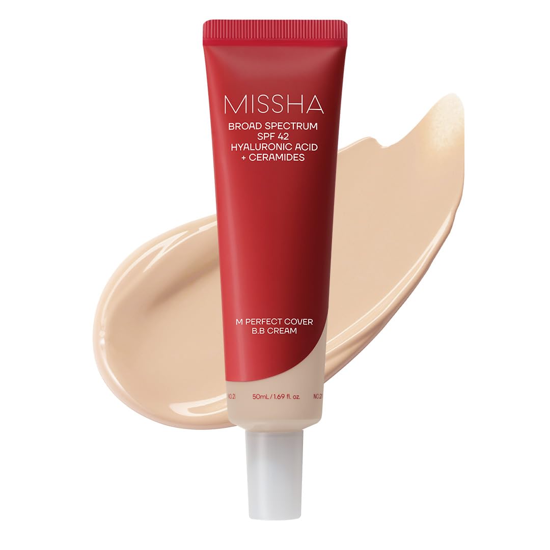 HotMISSHA M Perfect Cover BB Cream No.25 Warm Beige - Medium with Warm Undertone SPF 42 PA +++ 1.69 Fl Oz - Tinted Moisturizer for face with SPF
