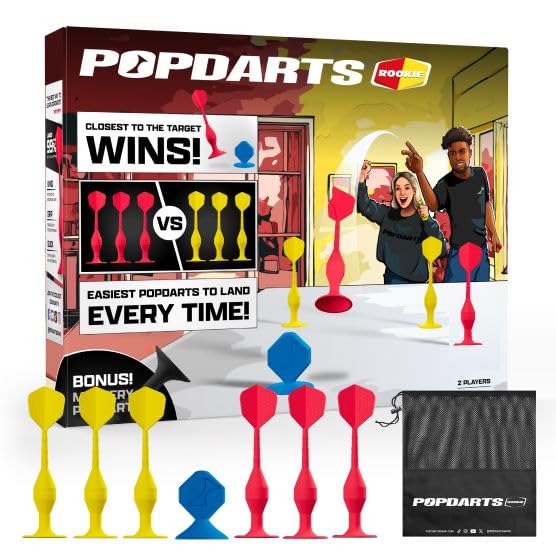 HotPopdarts Game Rookie Pack Suction Cup Dart Game | Beginner-Friendly for Kids, Families, and New Players, Indoor & Outdoor Target Toss, Fast Setup, Durable, Simple Rules