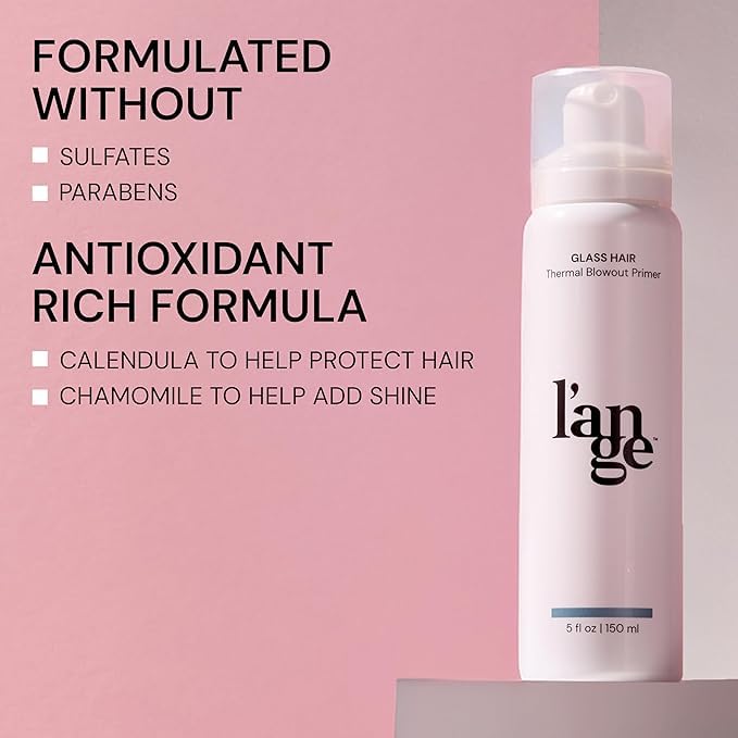 HotL'ANGE HAIR Glass Hair Heat Protectant Spray | Anti-Frizz Blow Dry Mist | Long Lasting Hold & Shine | Humidity Protection | Thermal Heat Protection Spray | Lightweight Blow Out Primer, 5 fl oz, 2-Pack