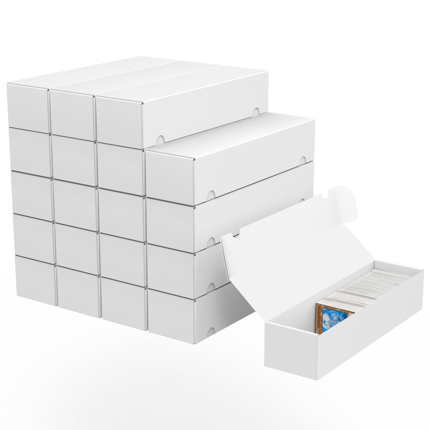 HotTrading Card Storage Box, 10-Pack 1100 Count White Corrugated Cardboard Bulk Sports Storage Box for TCG/Magic/Mtg Basketball Cards, Collectible Trading Cards