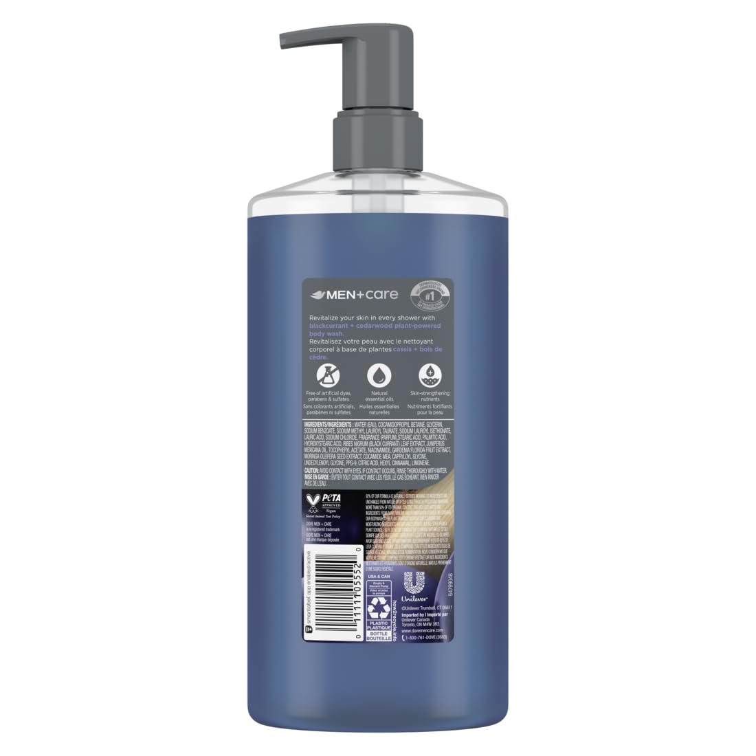 HotDOVE MEN Moisturizing Body Wash for Men, Blackcurrant + Cedarwood, 26 oz