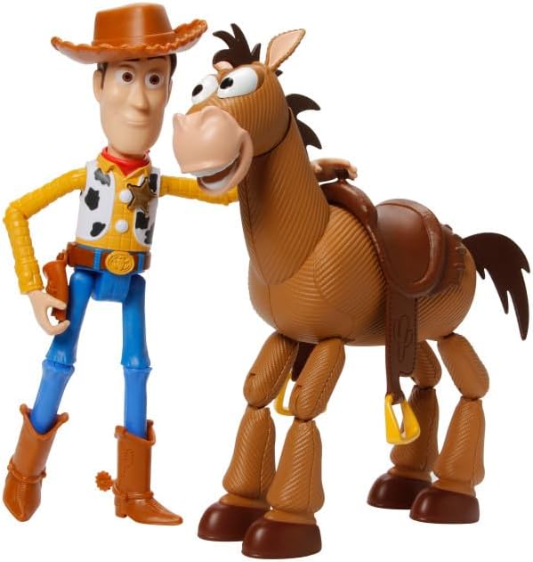 Hot Mattel Disney and Pixar Toy Story Woody & Bullseye 2-Pack, Ages 3+ | Movie-inspired relative scale, Woody + Bullseye poseable figures, 2 pieces, no batteries needed, Ages 3+ (Amazon Exclusive)