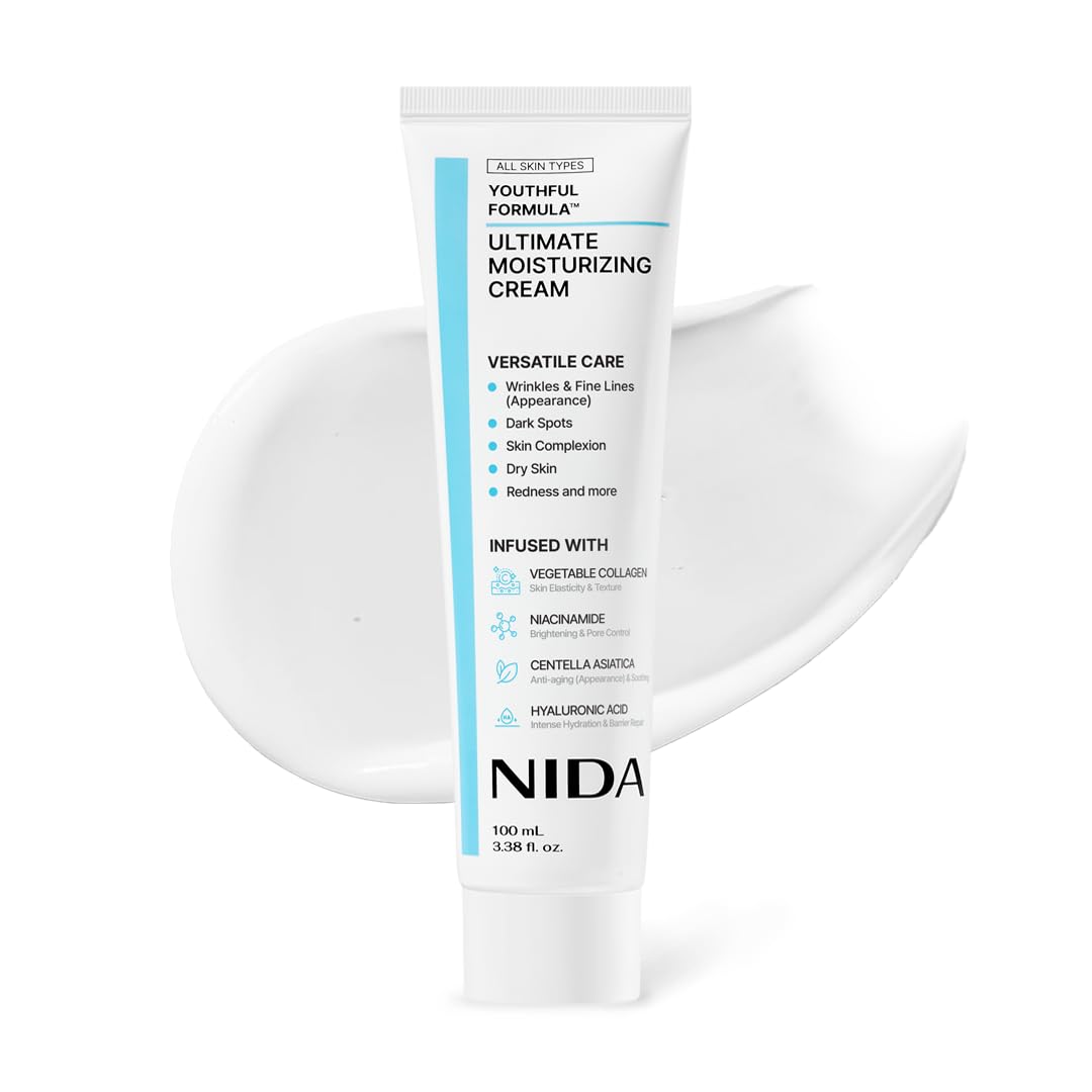 HotNIDA Youthful Formula™ Ultimate Moisturizing Cream | Centella Asiatica, Niacinamide, Hyaluronic Acid, Collagen | Wrinkles, Fine Lines, Dark Spots, Dry Skin, Redness | 3.38 fl. oz., 100ml