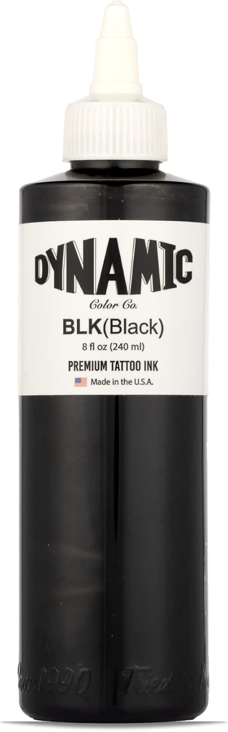 HotDynamic Color Black Tattoo Ink, Made in USA Since 1990, 8 oz | Sterilized and lot-numbered for full traceability; established American brand trusted by artists worldwide