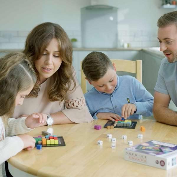 Hot The Genius Square from the Happy Puzzle Company | Game of the Year Award Winner | 60000+ Solutions | STEM Puzzle Game for 1-2 Players | Ages 6 - Adult | Roll the dice and Race to Fill the Grid!