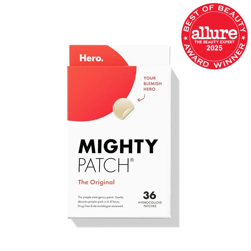 HotMighty Patch Hero Cosmetics Original Nighttime Acne Pimple Patches, 36 Ct | #1 Hydrocolloid Acne Patches, Shrinking Zits & Whiteheads in 1 Use, Spot Treatment, Pimple Stickers for Face