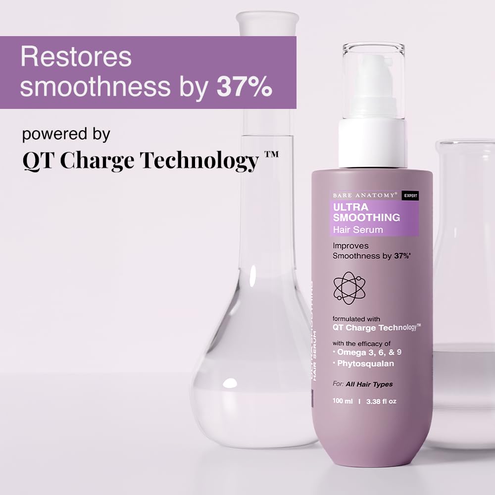 HotBare Anatomy Ultra Smoothing Hair Serum Powered By Carbohydrate Complex & Niacinamide | Serum for Smooth & Shiny Hair | For Dry & Frizzy Hair | Women & Men | 100 ml