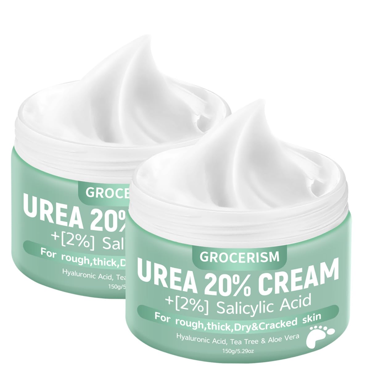 HotGrocerism Urea Cream 40 Percent for Feet with 2% Salicylic Acid 5.29 oz || Foot Cream and Hand Cream Maximum Strength for Dry, Rough, Callused Skin, Exfoliating Moisturizer for Heels, Elbows and Knees