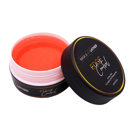 HotBASK & LATHER Strong Hold Edge Control Gel with Castor Oil, Non-Greasy, Non-Flaking, No White Cast, Long Lasting, Supports Hair Growth, Natural Formula, For All Hair Types, 5.3 Fl Oz