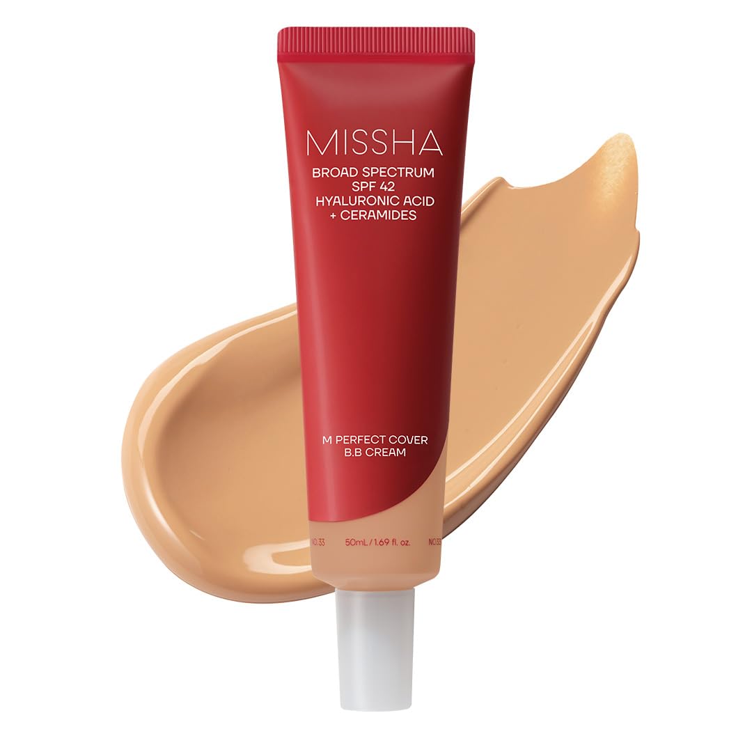HotMISSHA M Perfect Cover BB Cream No.25 Warm Beige - Medium with Warm Undertone SPF 42 PA +++ 1.69 Fl Oz - Tinted Moisturizer for face with SPF