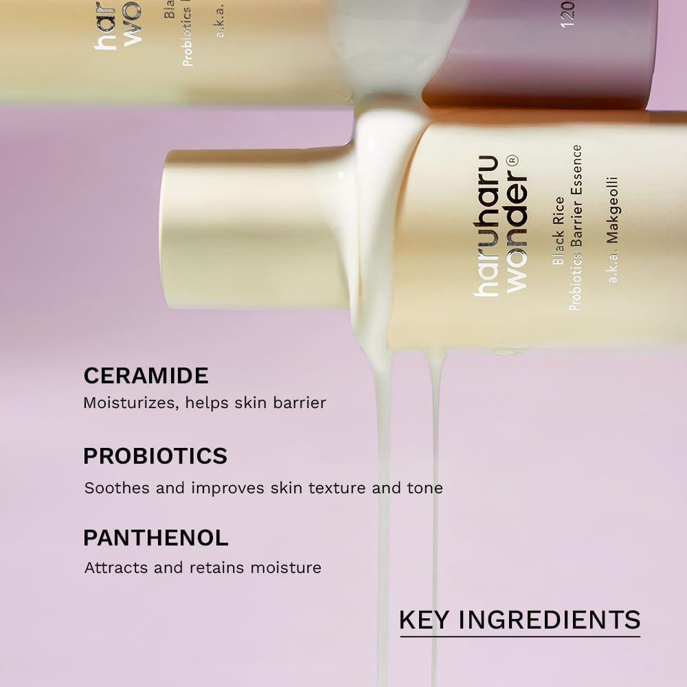 Hotharuharu Wonder Black Rice Probiotics Barrier Essence, 4.05 fl.oz, Skin Flooding & Layering, Strengthens Skin Barrier, Moisturizes, Glowy Radiant Skin, Non-Comedogenic, Vegan Korean Skincare