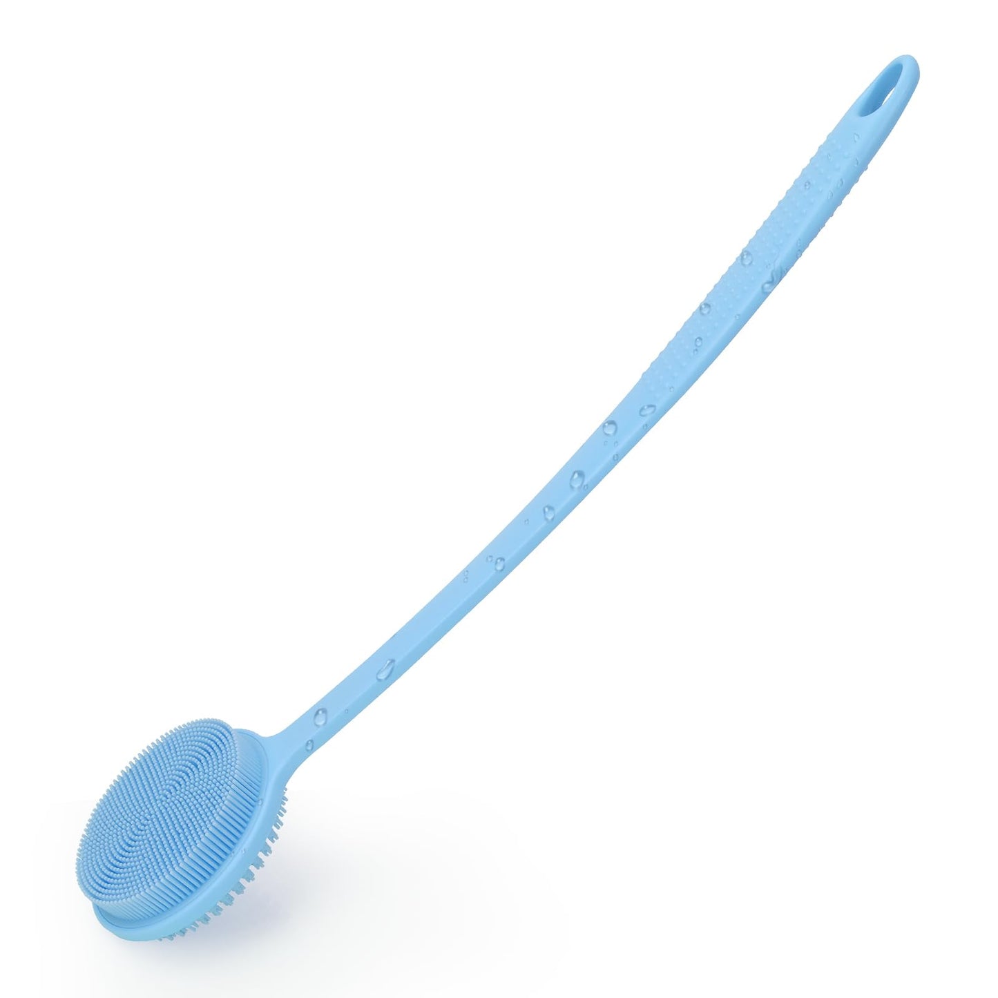 HotSilicone Back Scrubber for Shower, 17in Lengthen Long Handle Body Brush, Double Sided Shower Brush for Shower Exfoliating and Massage Can Produce Rich Foam, Long Handle Back Scrubber for Men