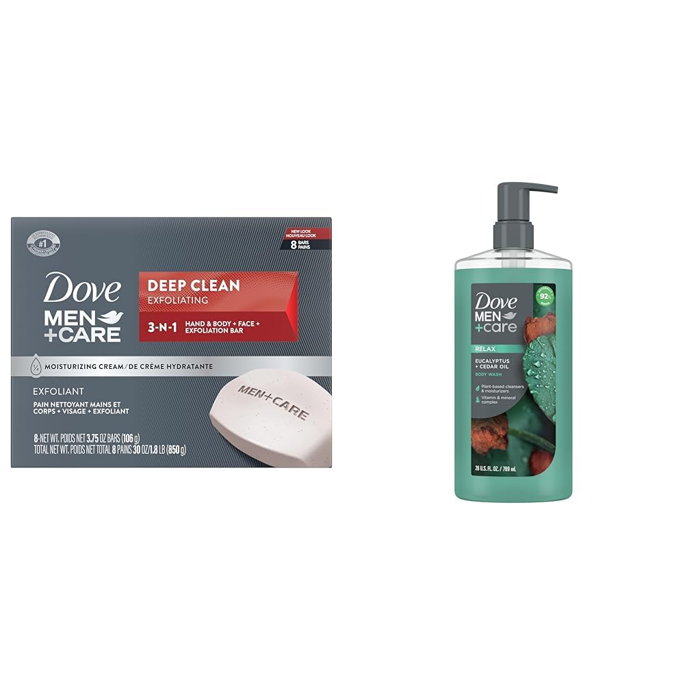 HotDove Men+Care Men's Bar Soap Deep Clean 8 Bars More Moisturizing Than Bar Soap Effectively Washes Away Bacteria, Nourishes Your Skin 3.75 oz