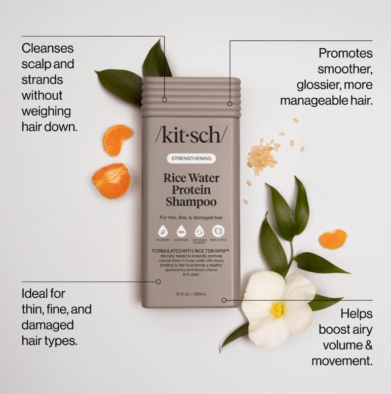 HotKitsch Strengthening Rice Water Shampoo for Hair Growth – 12.3 oz | Volumizing Shampoo for Women & Men – Hair Care for Thin, Fine & Damaged Hair – Paraben, Silicone & Sulfate Free