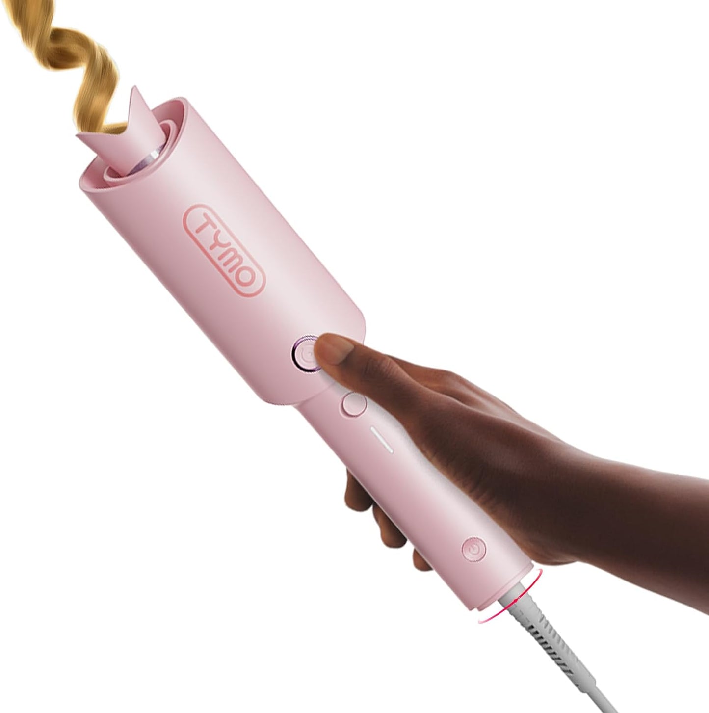 HotTYMO Automatic Rotating Curling Iron - TYMO CURLPRO Beach Waves Curling Wand, Portable Hair Curler, 500 Million Ionic, Dual Voltage & Lightweight for Travel, Ceramic Coating, 1 Inch, Pink