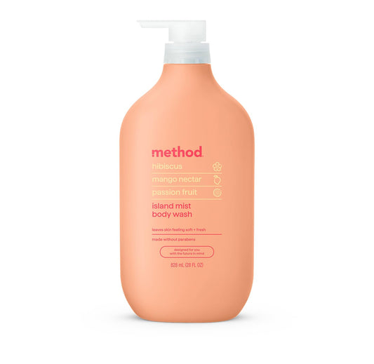 HotMethod Body Wash, Island Mist-Leaves Skin Feeling Soft & Moisturized, Made Without Parabens, Notes of Hibiscus, Mango Nectar & Passion Fruit, 28 fl oz