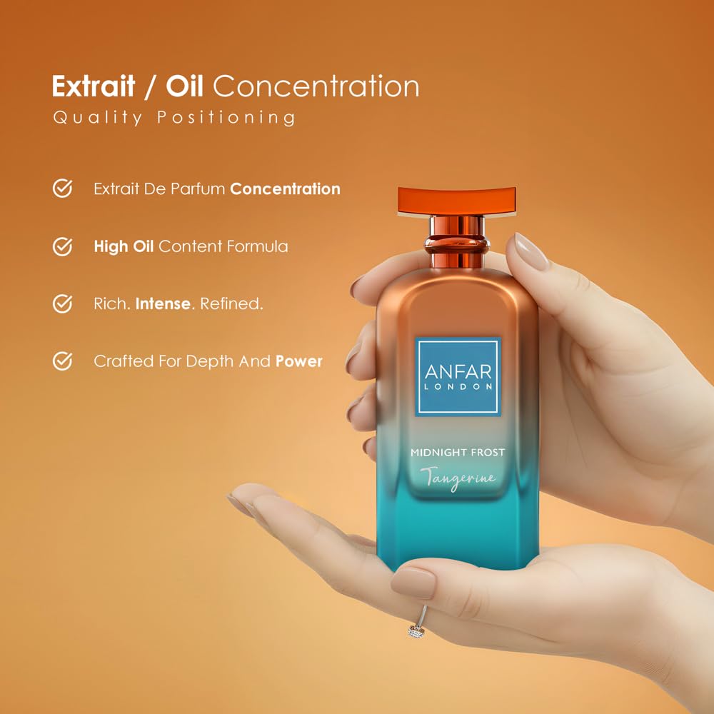 Hot ANFAR LONDON Midnight Frost Tangerine Eau de Parfum 100ml – Dubai Perfume for Men, Long Lasting Citrus Amber Musk Fragrance, Luxury Arabian Cologne