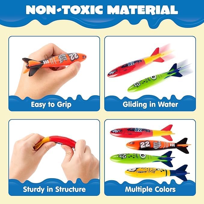 Hot JOYIN 8 Pack Pool Toys, Shark Underwater Diving Toys, Colorful Swimming Toy Sinking Throwing for Kids Gifts Summer Swim Dive Training Water Fun Pool Games(Sharks)