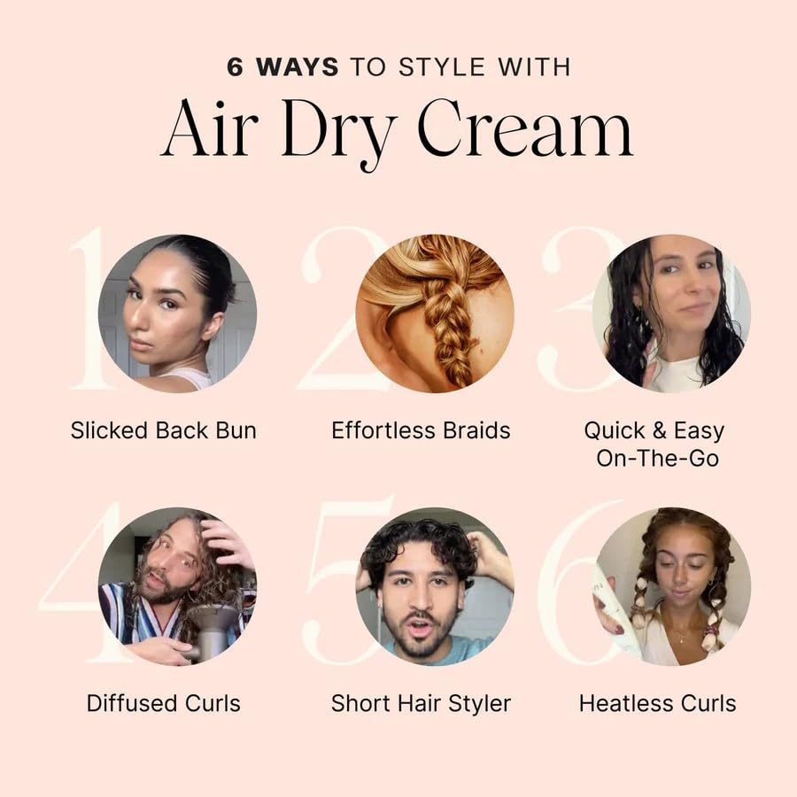 HotJVN No Heat Complete Air Dry Cream, 5 Fl Oz, Hair Smoothing Cream Enhances Your Natural Texture, Curl Cream and Wavy Hair Products, Silicone Free