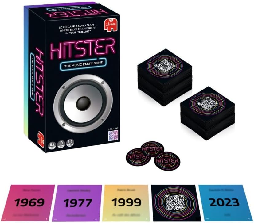 HotJumbo Hitster - The Music Fun Party Quiz Card Game, 2-10 Players - 300 Plus Iconic Music Hits - Great for Adult and Family Game Night