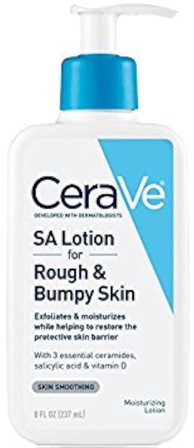 HotCeraVe SA Lotion for Rough & Bumpy Skin, Vitamin D, Hyaluronic Acid, Lactic Acid & Salicylic Acid Lotion, Fragrance Free & Allergy Tested, 8 Ounce