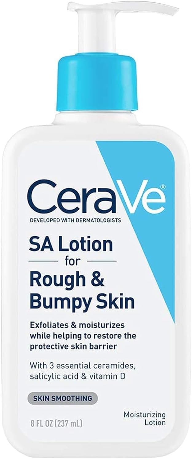 HotCeraVe SA Lotion for Rough & Bumpy Skin, Vitamin D, Hyaluronic Acid, Lactic Acid & Salicylic Acid Lotion, Fragrance Free & Allergy Tested, 8 Ounce